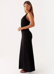 Yaselle Button Front Maxi Dress - Black