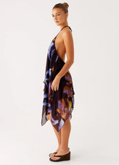 Verbena Midi Dress - Dark Floral