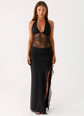 Wrenna Halter Neck Maxi Dress - Black