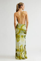 Zaniah Dress - Sage Liquify Print