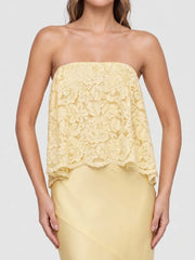 Lace Patchwork Satin Bandeau Maxi Dress