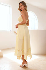 Visit The Moon Strapless Midi Dress Yellow