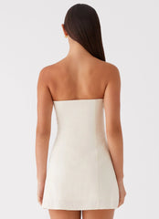 Do It That Way Linen Mini Dress - Ivory