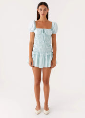 Yolene Mini Dress - Green Gingham