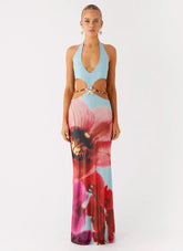 Time To Dance Maxi Dress - Turquoise Bloom