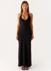 Yaselle Button Front Maxi Dress - Black