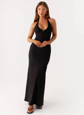 Yaselle Button Front Maxi Dress - Black