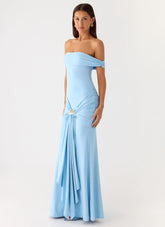 Vee Bardot Maxi Dress - Blue