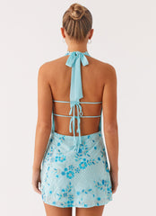 Cinzia Beaded Mini Dress - Blue