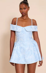 Blush Jacquard Bardot Shift Dress