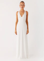 Desi Halterneck Maxi Dress - White