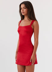 Odette Satin Mini Dress - Red