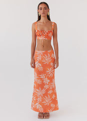 Born For Bordeaux Linen Skirt - Tropic Sunset