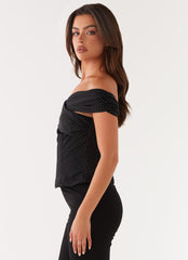 Tamera Top - Black Polka Dot