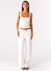 Texas Low Rise Denim Jeans - White