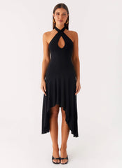 Velvet Sky Midi Dress - Black