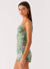 Ajean Sequin Cami Top - Lime Blood